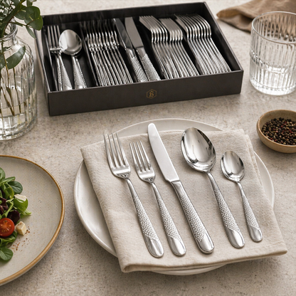 24PCS Stainless Steel Cutlery Set – Heavy Duty Hotel Quality Dining Set