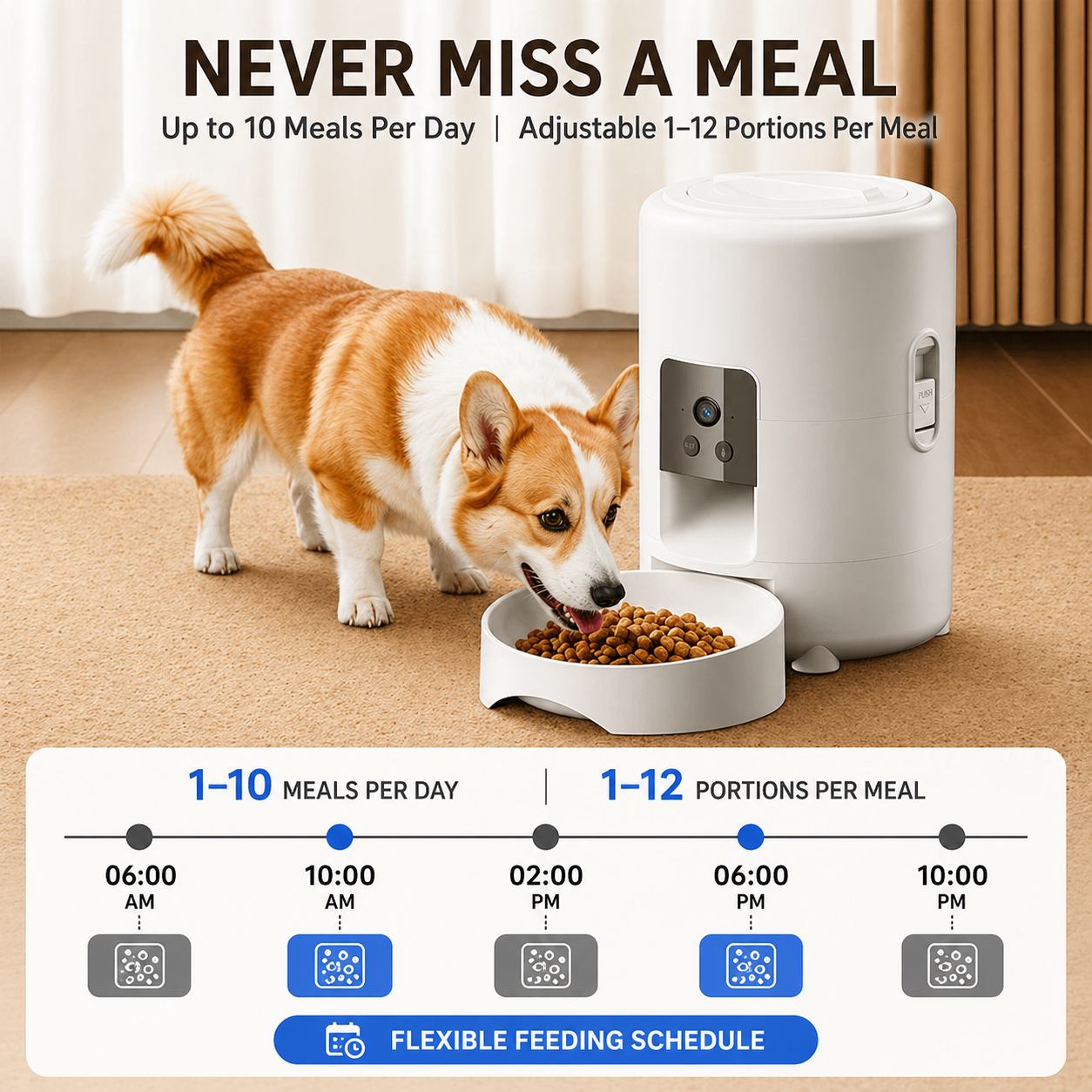 Smart WiFi Automatic Pet Feeder with Camera (2L Capacity)