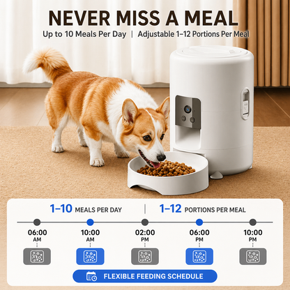 Smart WiFi Automatic Pet Feeder with Camera (2L Capacity)