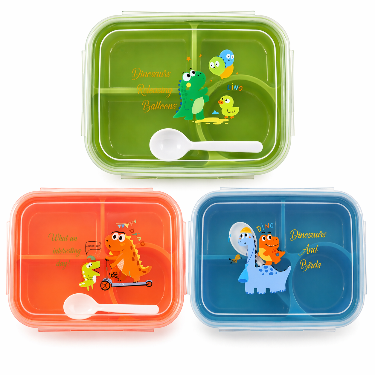 Kids Bento Lunch Box with Compartments (Dinosaur Design)