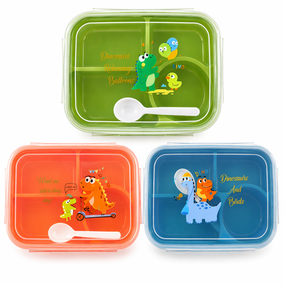 Kids Bento Lunch Box with Compartments (Dinosaur Design)