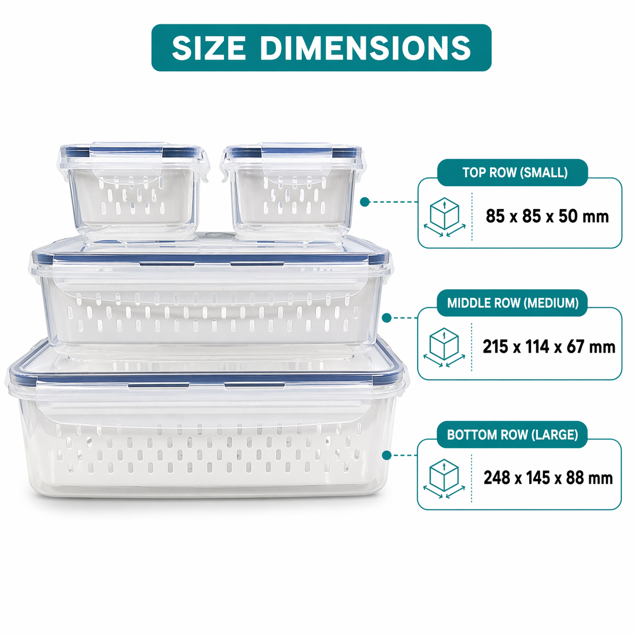 2-in-1 Fresh Keeping Storage Container Set (Drain & Store Design)