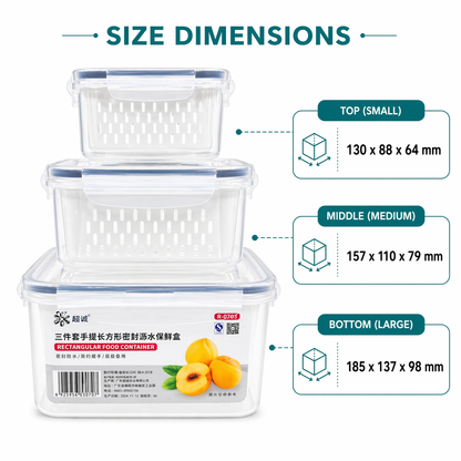 2-in-1 Fresh Keeping Storage Container Set (Drain & Store Design)