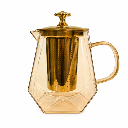 Octagonal Glass Teapot with Stainless Steel Infuser (750ML)