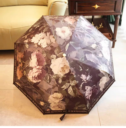 Autumn Song Premium Floral Automatic Umbrella (UV Protection, Windproof, Compact Design)