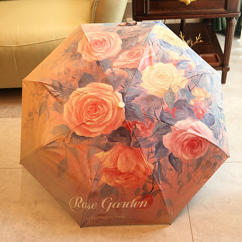 Autumn Song Premium Floral Automatic Umbrella (UV Protection, Windproof, Compact Design)