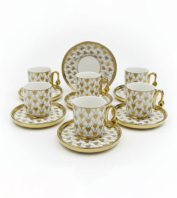 Luxury Porcelain Coffee Cup & Saucer Set (6 Cups)