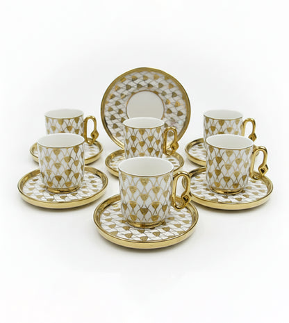 Luxury Porcelain Coffee Cup & Saucer Set (6 Cups)