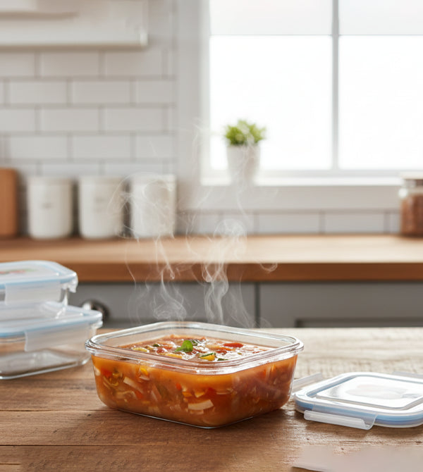 Glass Food Storage Container Set with Airtight Lock Lid (3 Sizes)