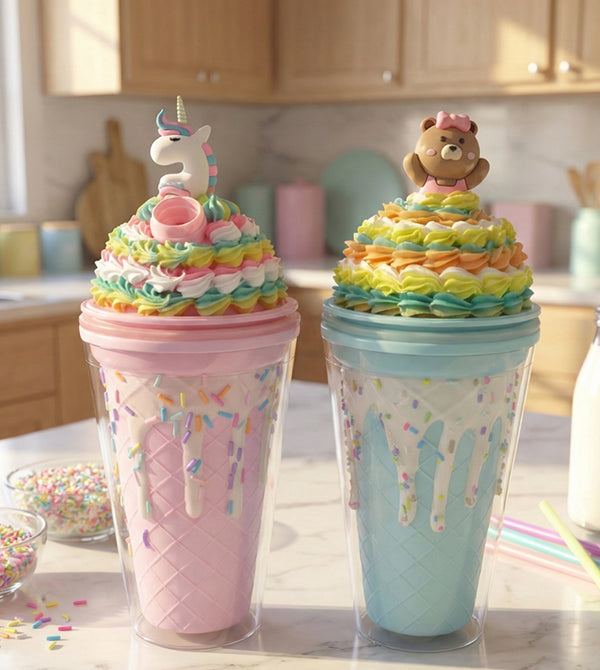 500ML Cute Ice Cream Tumbler Cup with Straw