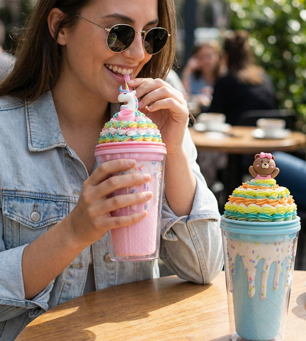 500ML Cute Ice Cream Tumbler Cup with Straw