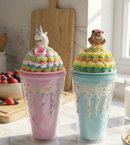 500ML Cute Ice Cream Tumbler Cup with Straw