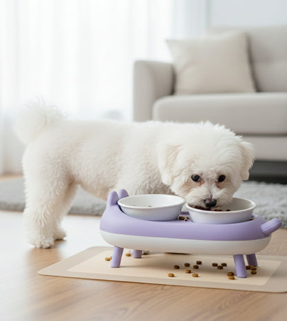 Elevated Double Cat Bowl – Neck Protection Feeding Stand