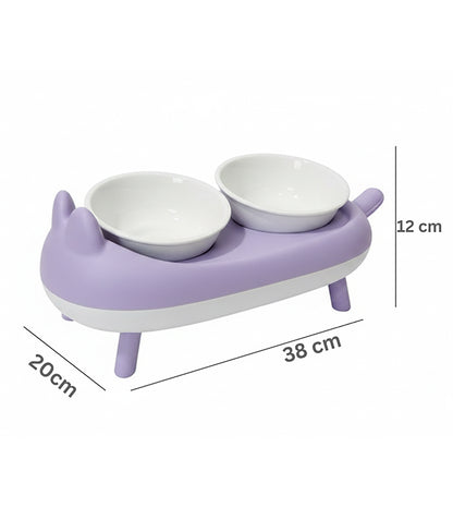 Elevated Double Cat Bowl – Neck Protection Feeding Stand