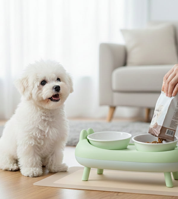 Elevated Double Cat Bowl – Neck Protection Feeding Stand