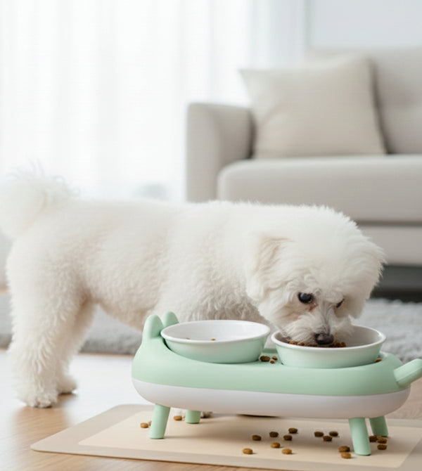 Elevated Double Cat Bowl – Neck Protection Feeding Stand