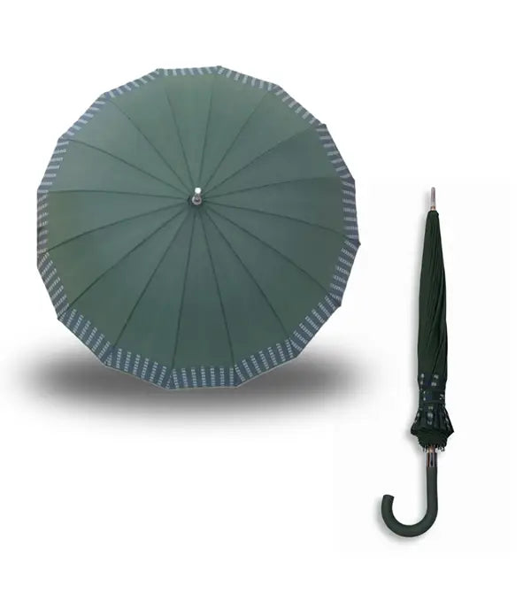 12-Rib Windproof Classic Long Umbrella – Large 115cm Coverage, Durable & Waterproof