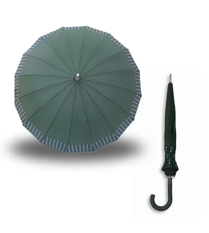 12-Rib Windproof Classic Long Umbrella – Large 115cm Coverage, Durable & Waterproof