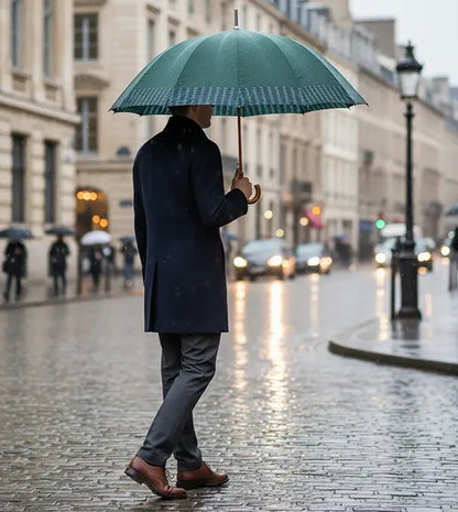 12-Rib Windproof Classic Long Umbrella – Large 115cm Coverage, Durable & Waterproof