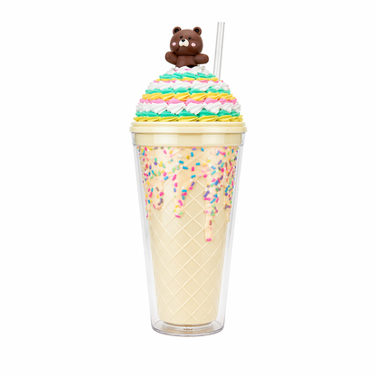 500ML Cute Ice Cream Tumbler Cup with Straw