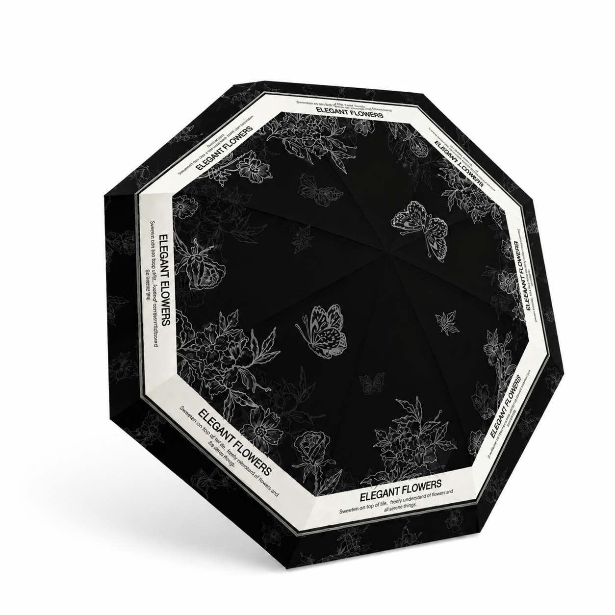 Elegant Flowers Automatic Floral Umbrella (UV Protection, Windproof, Compact 3-Fold Design)
