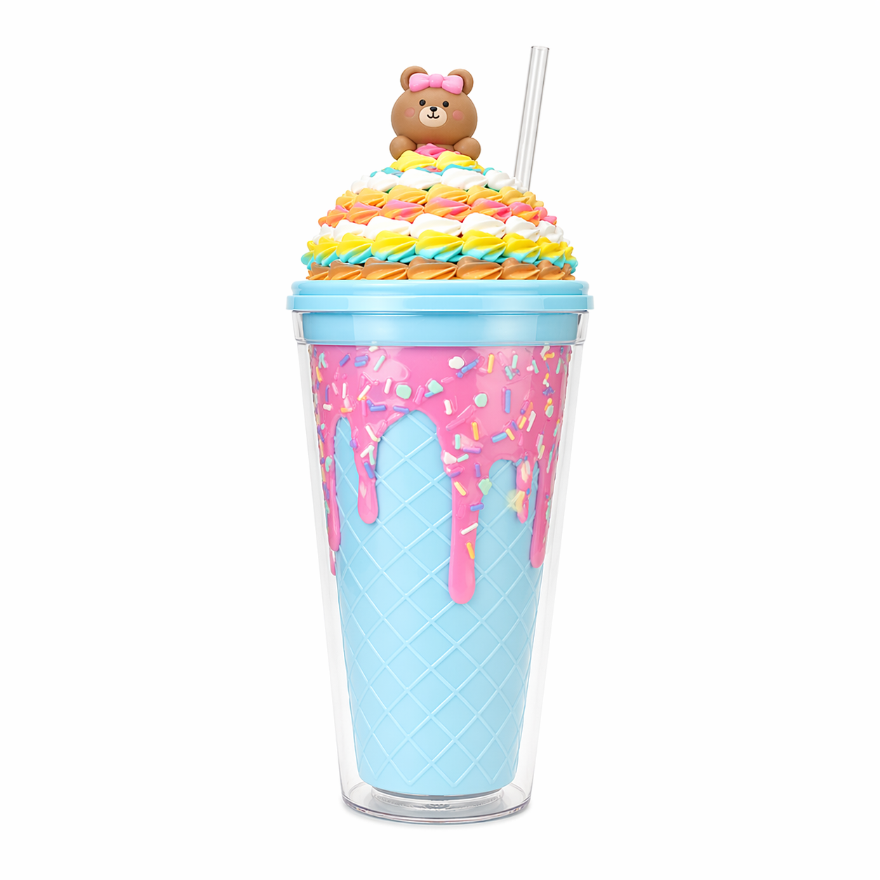 500ML Cute Ice Cream Tumbler Cup with Straw