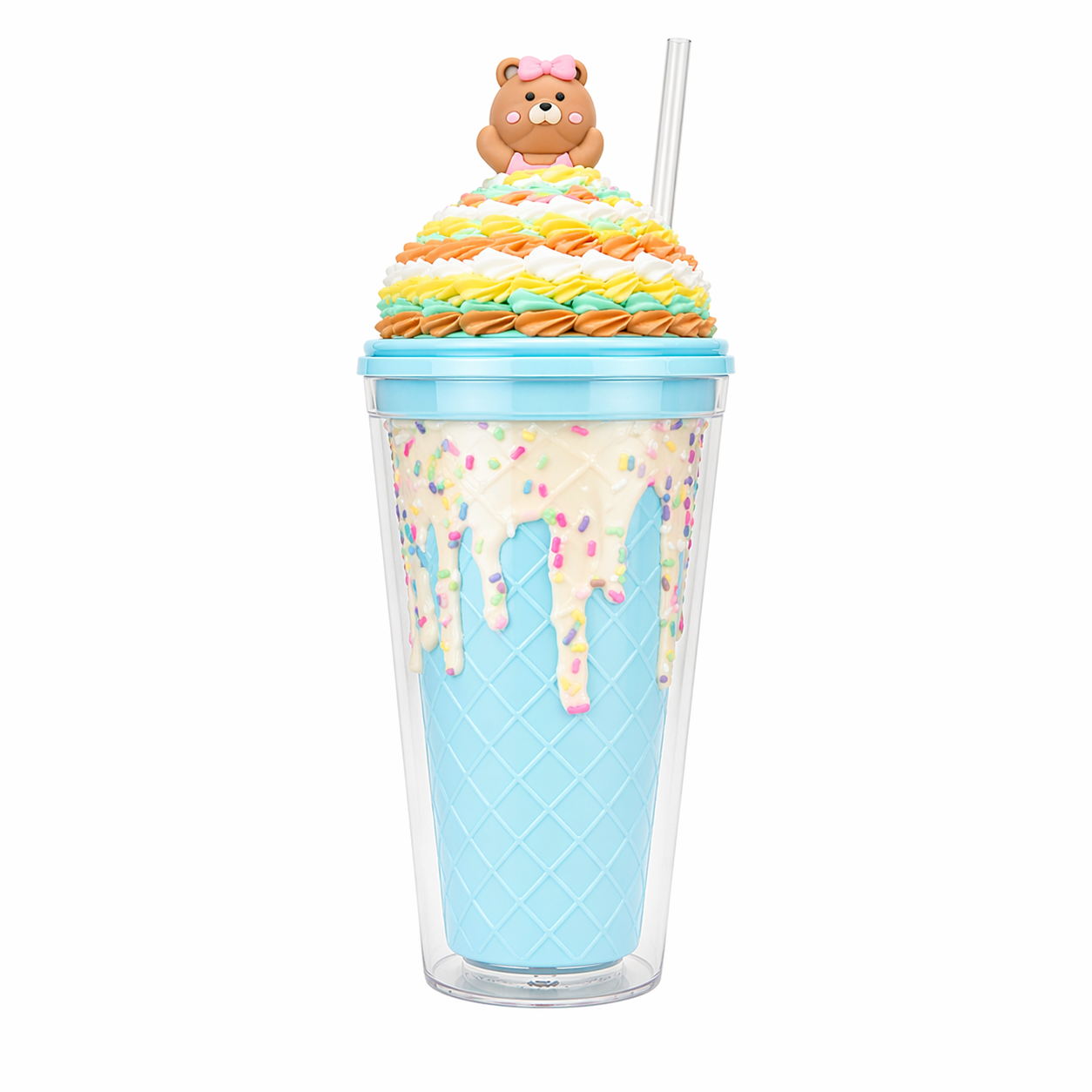 500ML Cute Ice Cream Tumbler Cup with Straw