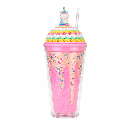 500ML Cute Ice Cream Tumbler Cup with Straw