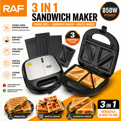 RAF R540 3-in-1 Sandwich Maker & Waffle Grill