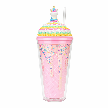 500ML Cute Ice Cream Tumbler Cup with Straw