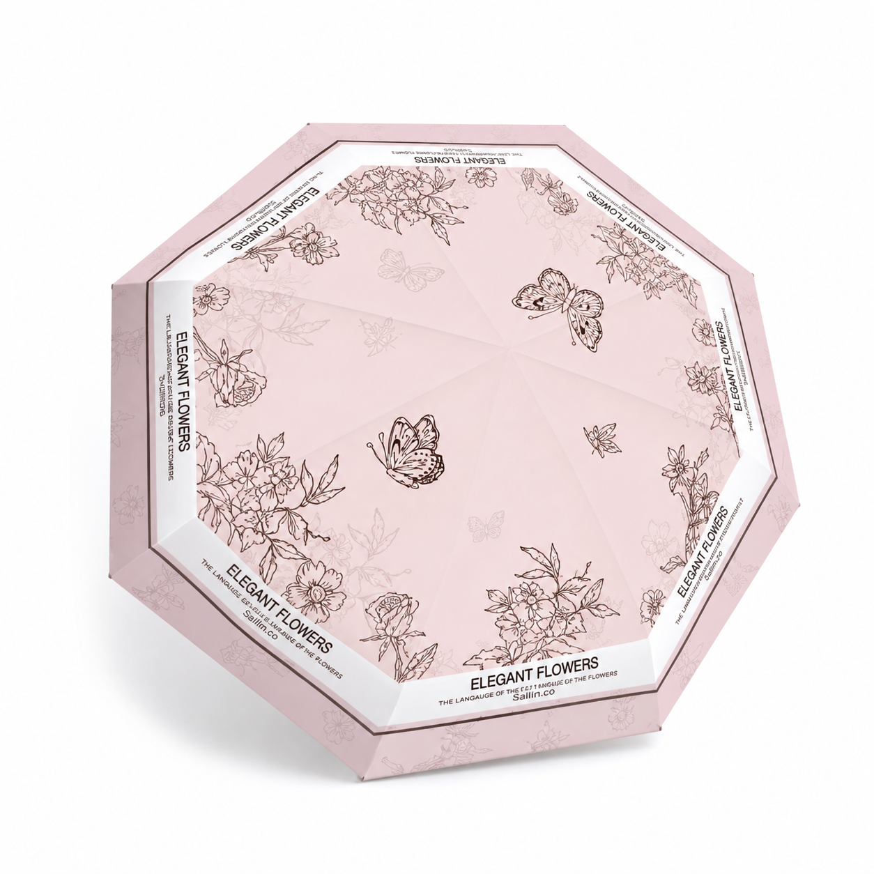 Elegant Flowers Automatic Floral Umbrella (UV Protection, Windproof, Compact 3-Fold Design)