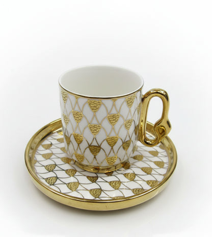 Luxury Porcelain Coffee Cup & Saucer Set (6 Cups)