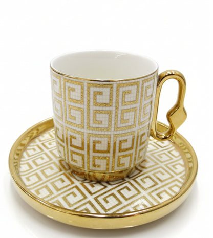 Luxury Porcelain Coffee Cup & Saucer Set (6 Cups)