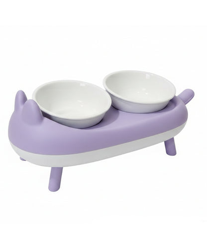 Elevated Double Cat Bowl – Neck Protection Feeding Stand