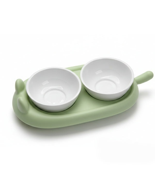 Elevated Double Cat Bowl – Neck Protection Feeding Stand