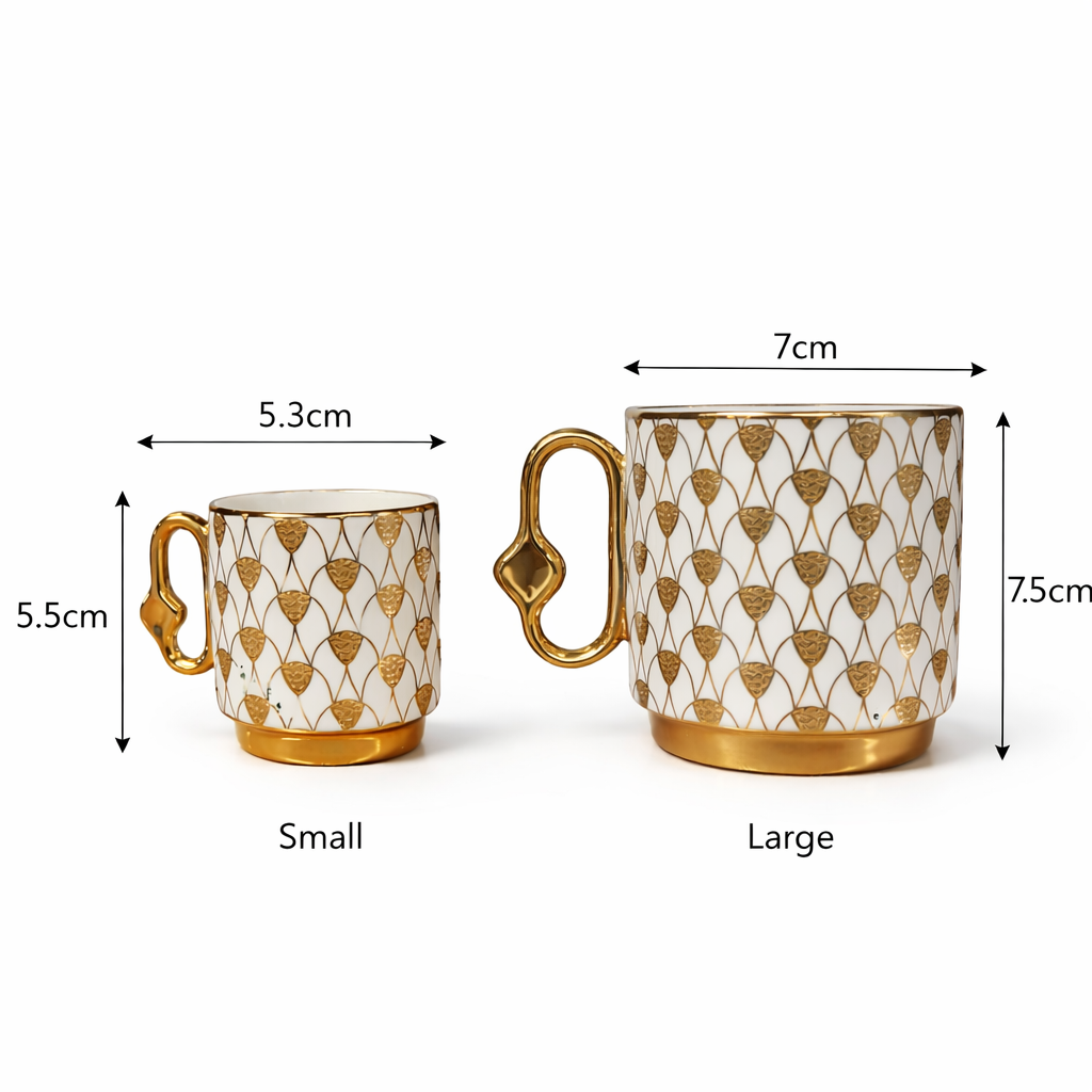 Luxury Porcelain Coffee Cup & Saucer Set (6 Cups)