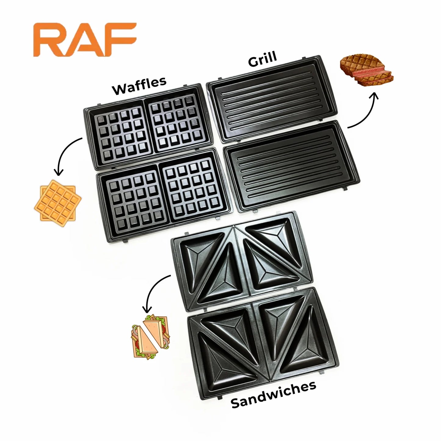 RAF R540 3-in-1 Sandwich Maker & Waffle Grill