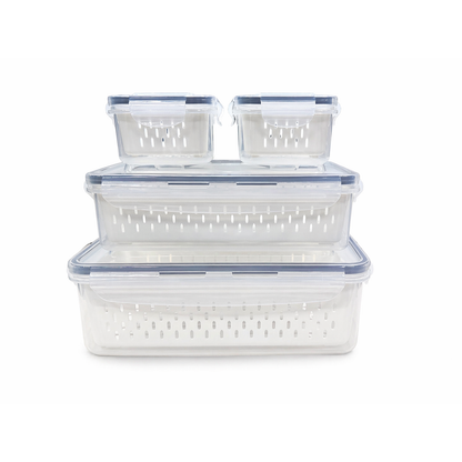 2-in-1 Fresh Keeping Storage Container Set (Drain & Store Design)