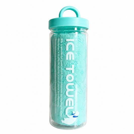 Portable Ice Cooling Towel with Bottle – Quick Dry PVA Sports Towel
