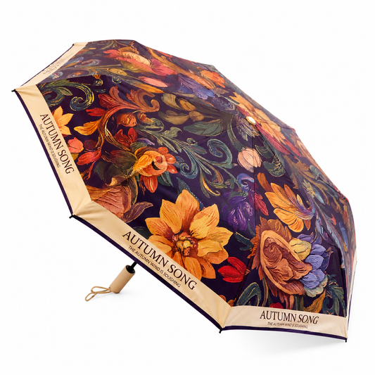 Autumn Song Premium Floral Automatic Umbrella (UV Protection, Windproof, Compact Design)